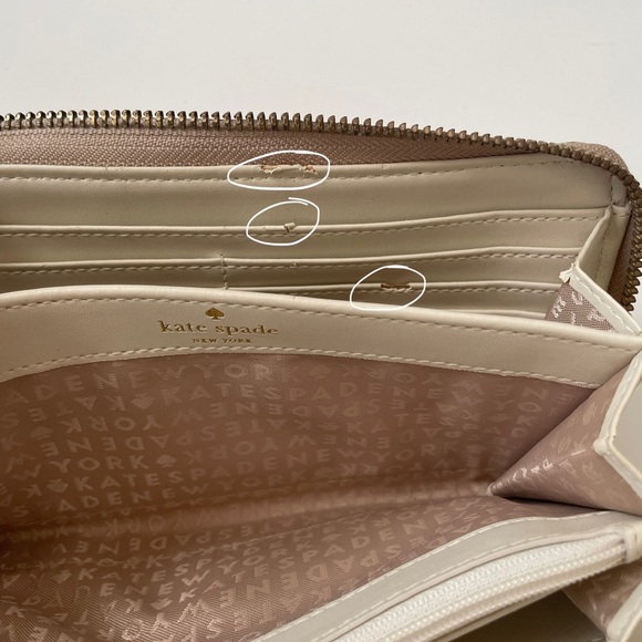 Kate Spade New York Neda Signature Stucco Canvas Zip Around Beige Wallet - Picture 13 of 15